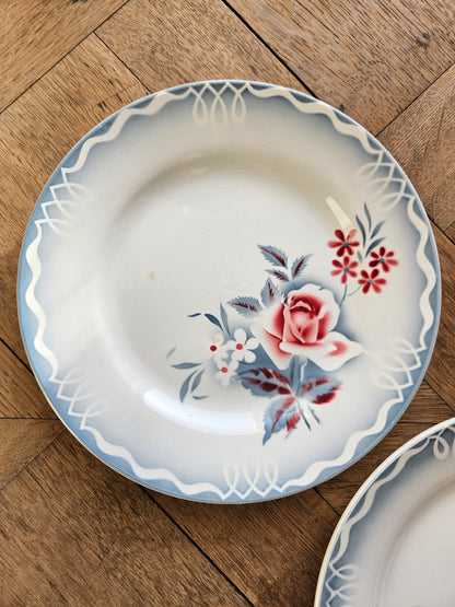 Assiettes plates rétro dépareillées, Digoin & Badonviller