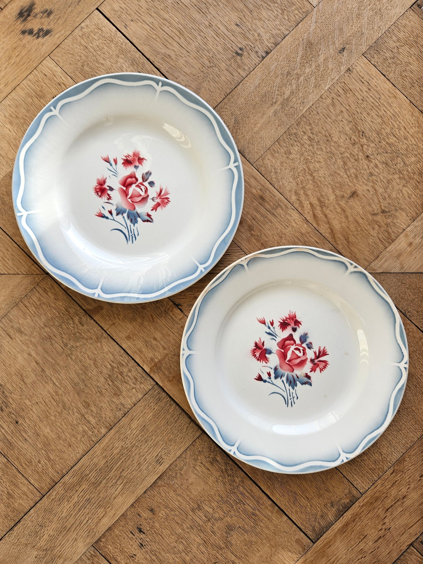 Assiettes plates rétro dépareillées, Digoin & Badonviller