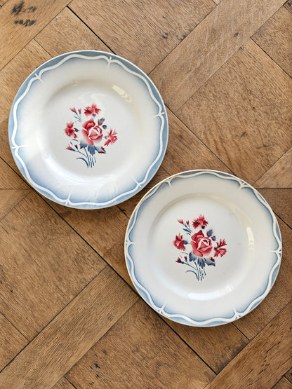 Assiettes plates rétro dépareillées, Digoin & Badonviller