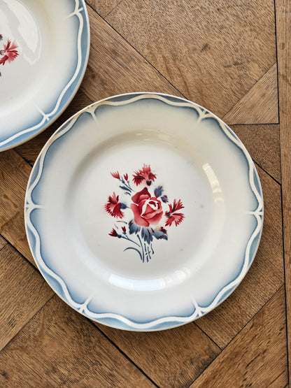 Assiettes plates rétro dépareillées, Digoin & Badonviller