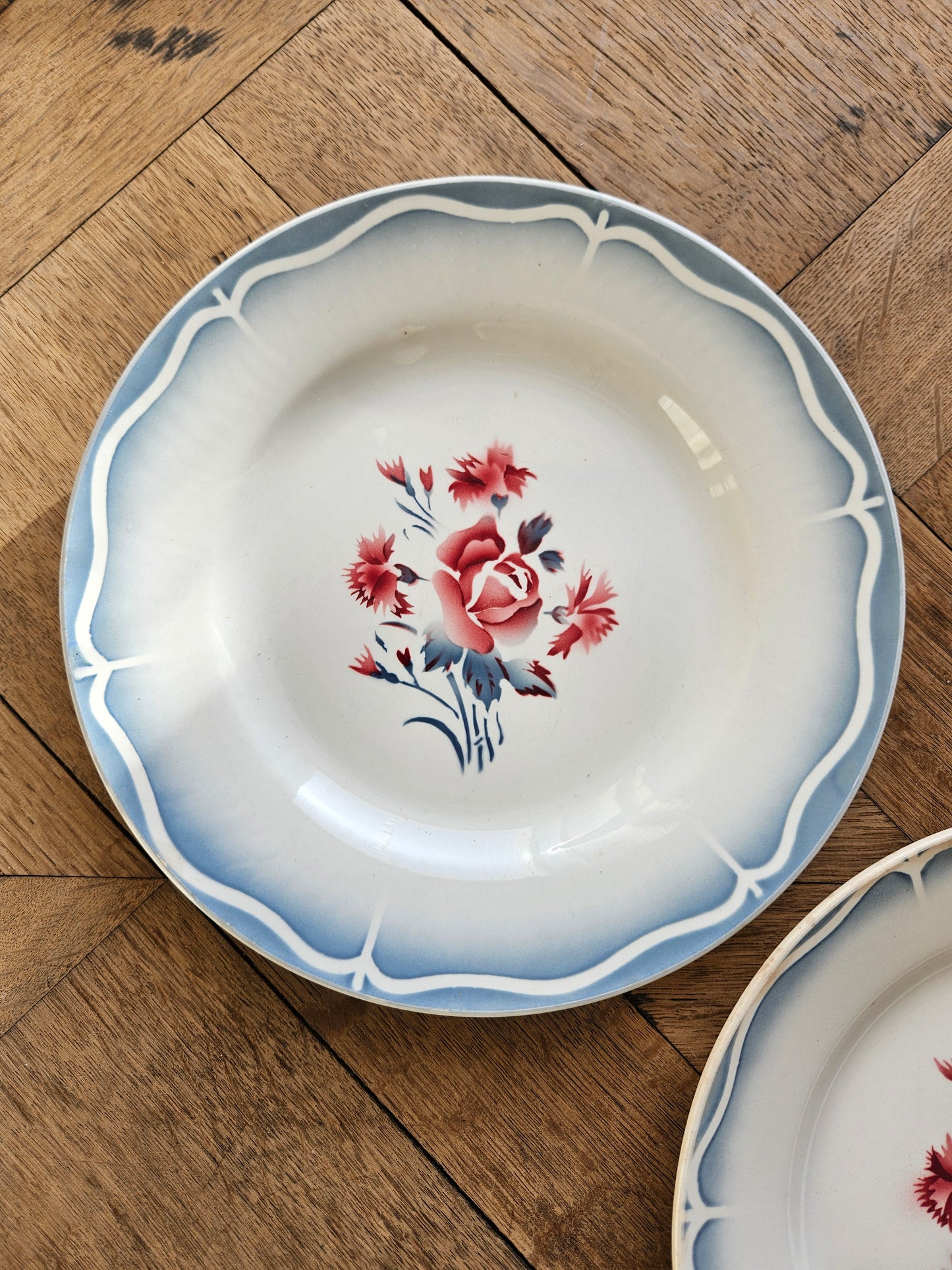 Assiettes plates rétro dépareillées, Digoin & Badonviller