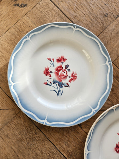 Assiettes plates rétro dépareillées, Digoin & Badonviller