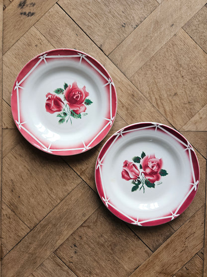 Assiettes plates rétro dépareillées, Digoin & Badonviller #2