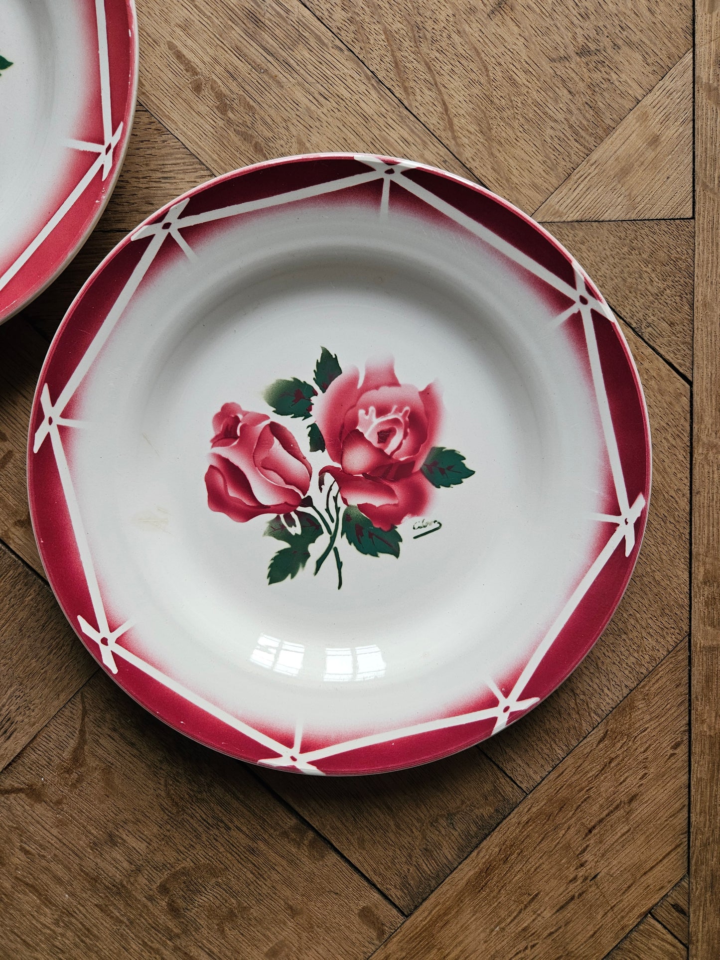 Assiettes plates rétro dépareillées, Digoin & Badonviller #2