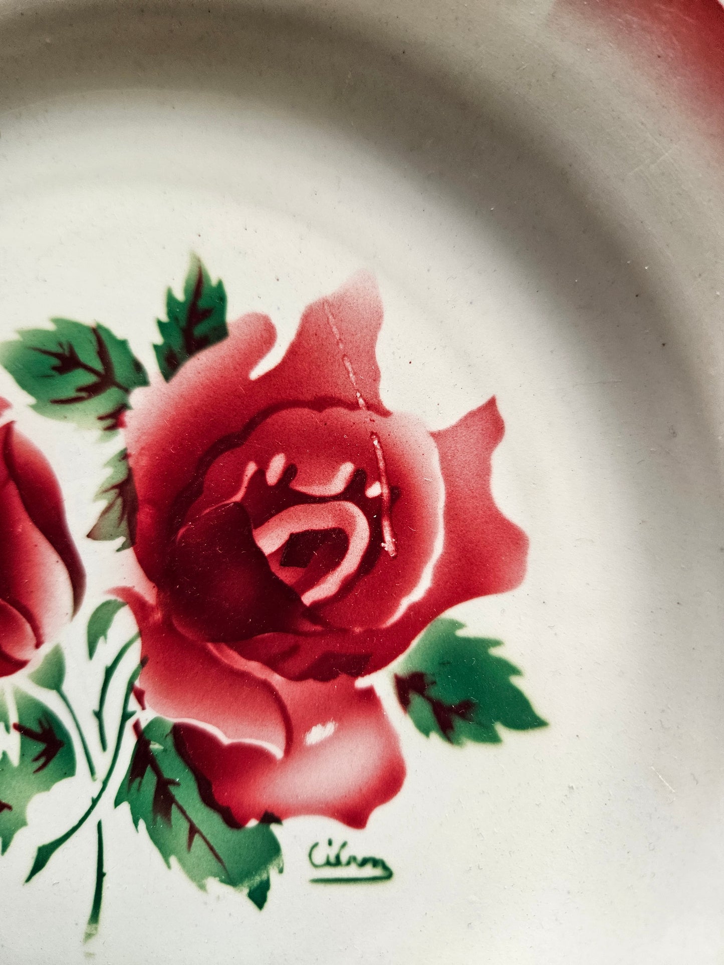 Assiettes plates rétro dépareillées, Digoin & Badonviller #2