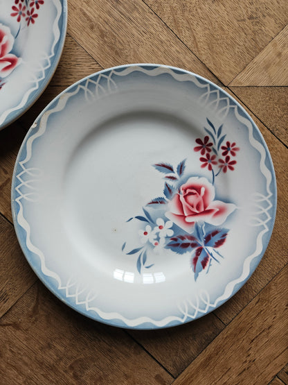 Assiettes plates rétro dépareillées, Digoin & Badonviller #2