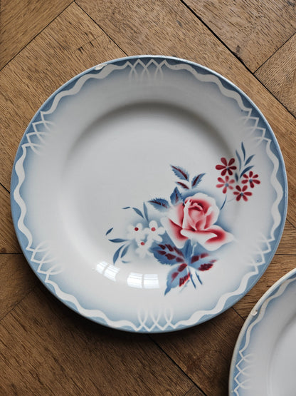 Assiettes plates rétro dépareillées, Digoin & Badonviller #2