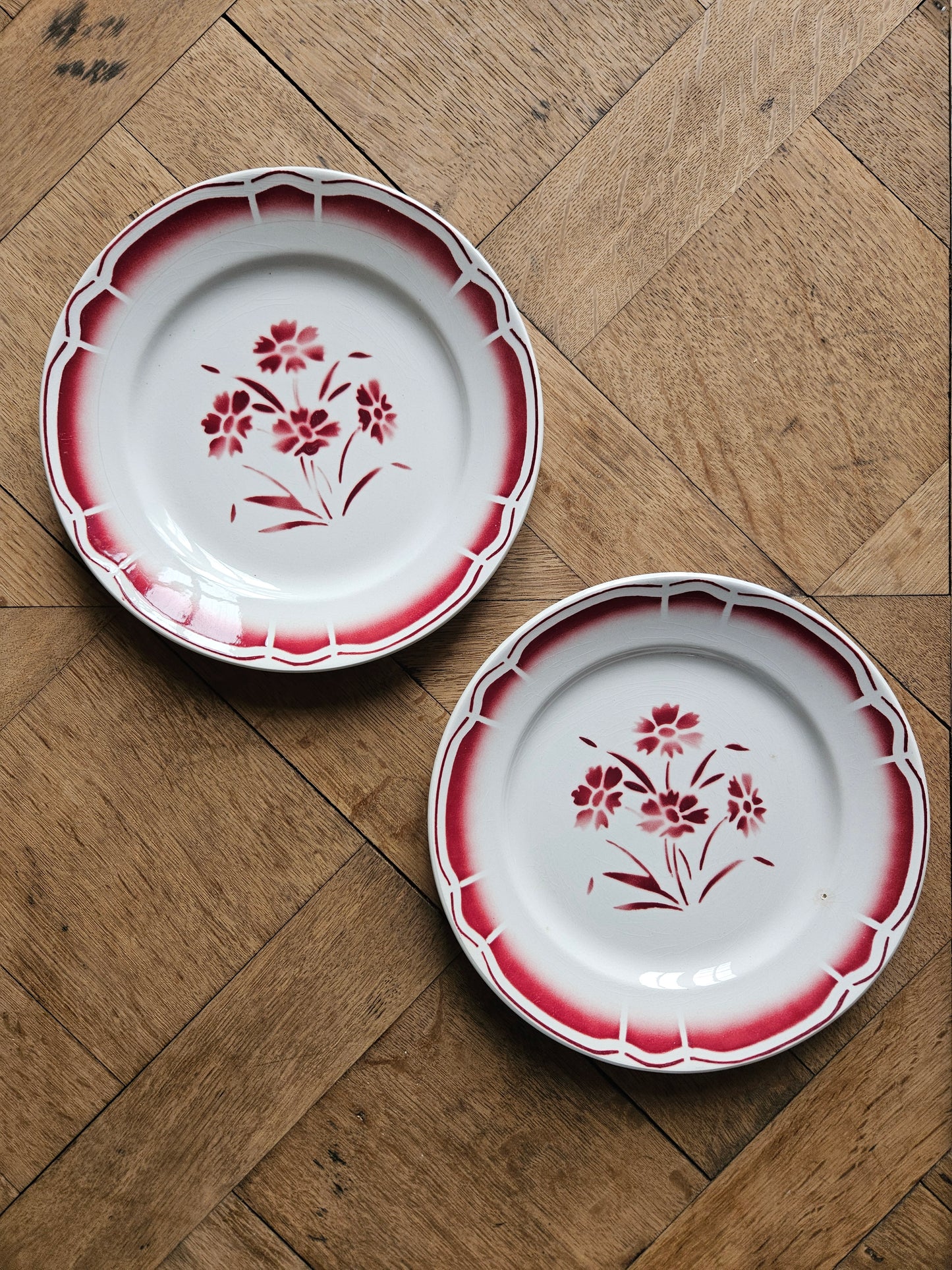 Assiettes plates rétro dépareillées, Digoin & Badonviller #2