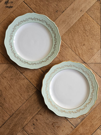 Assiettes plates dépareillées, L’Amandinoise et Digoin