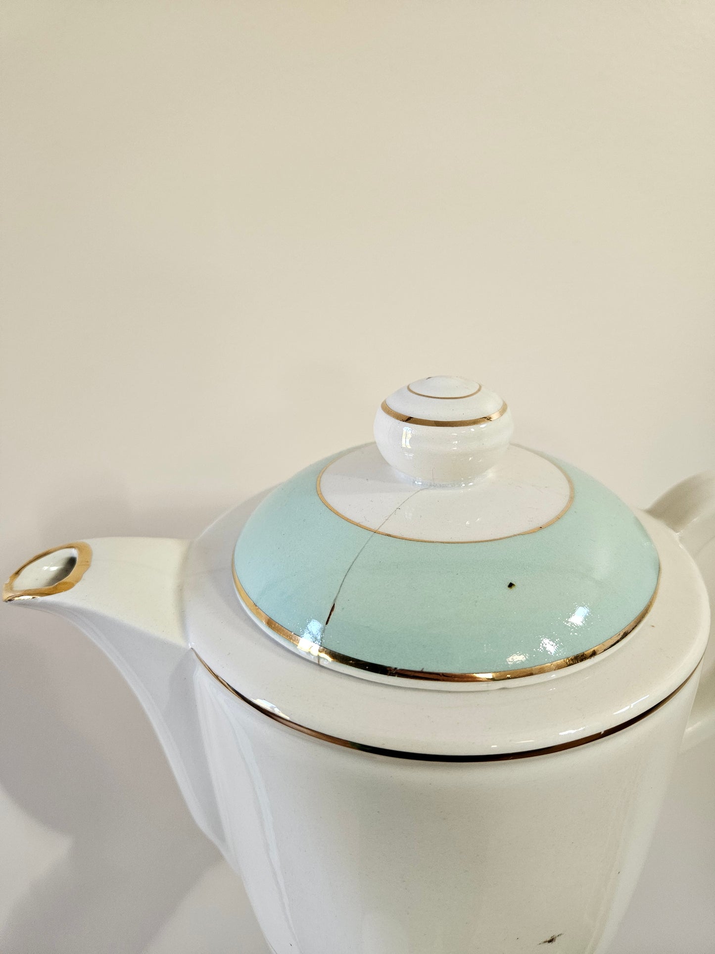 Théière et sucrier K&G Lunéville, mint & doré