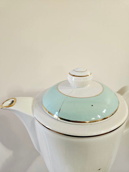 Théière et sucrier K&G Lunéville, mint & doré