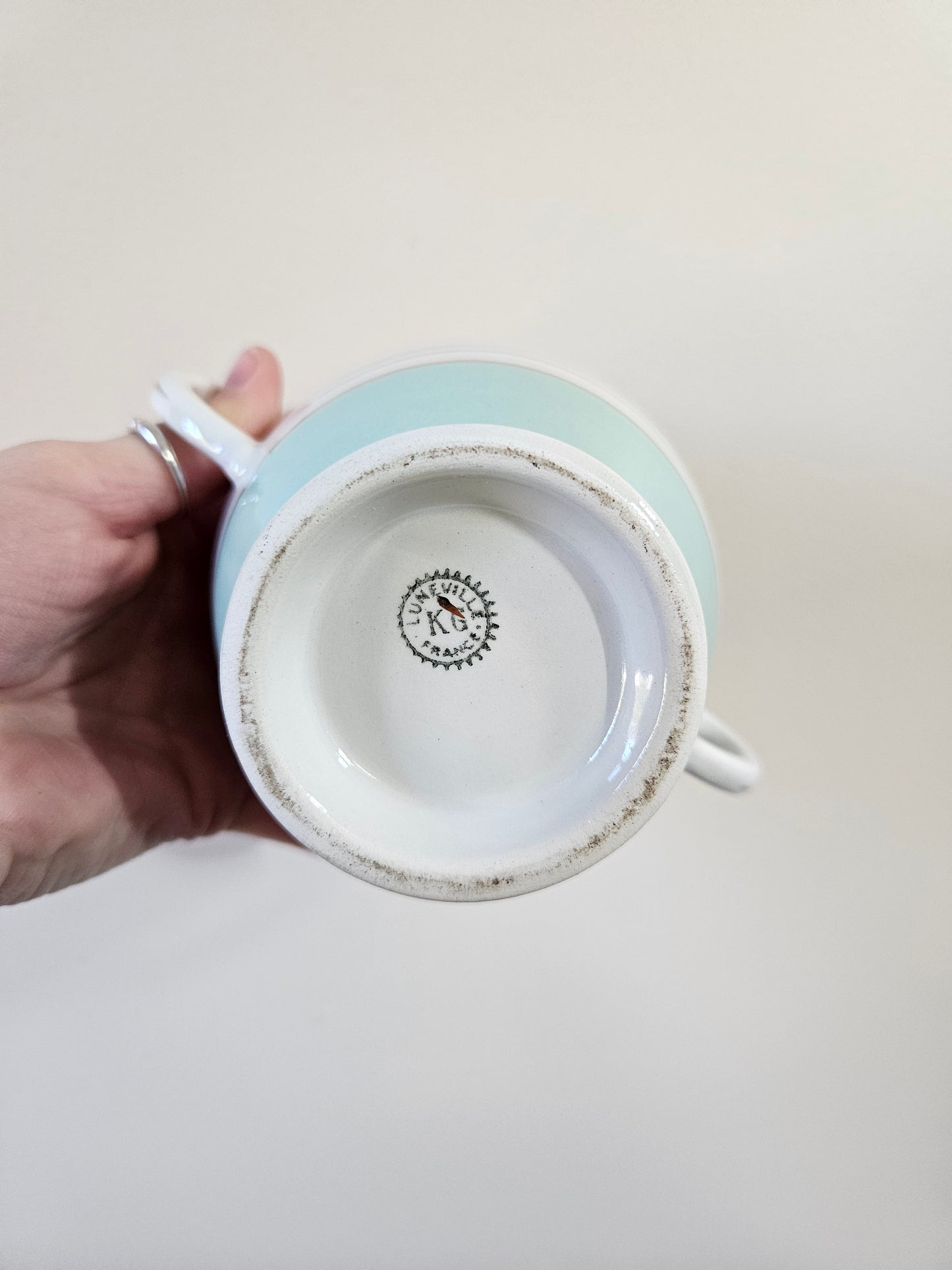 Théière et sucrier K&G Lunéville, mint & doré