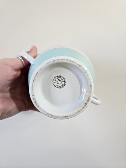 Théière et sucrier K&G Lunéville, mint & doré