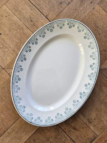 Plat ovale Digoin, décor vert