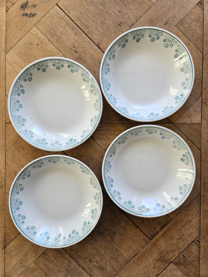 Assiettes calottes Digoin, décor vert