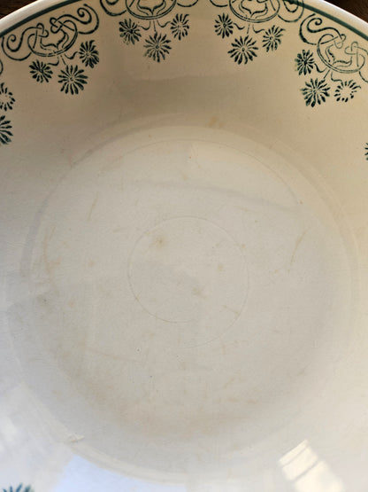 Assiettes calottes Digoin, décor vert