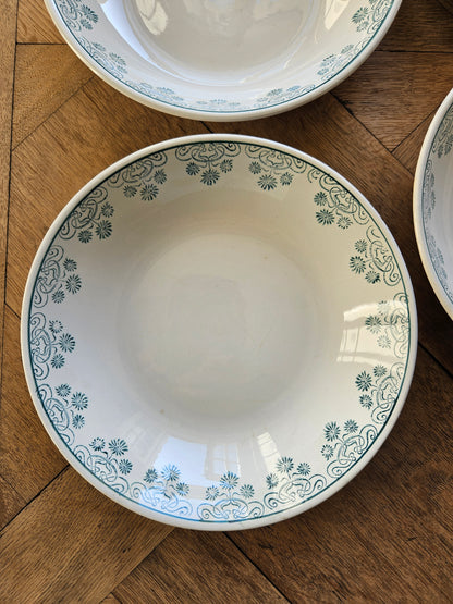 Assiettes calottes Digoin, décor vert