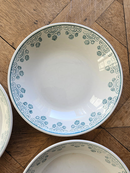 Assiettes calottes Digoin, décor vert