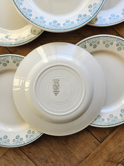 Assiettes plates Digoin, décor vert