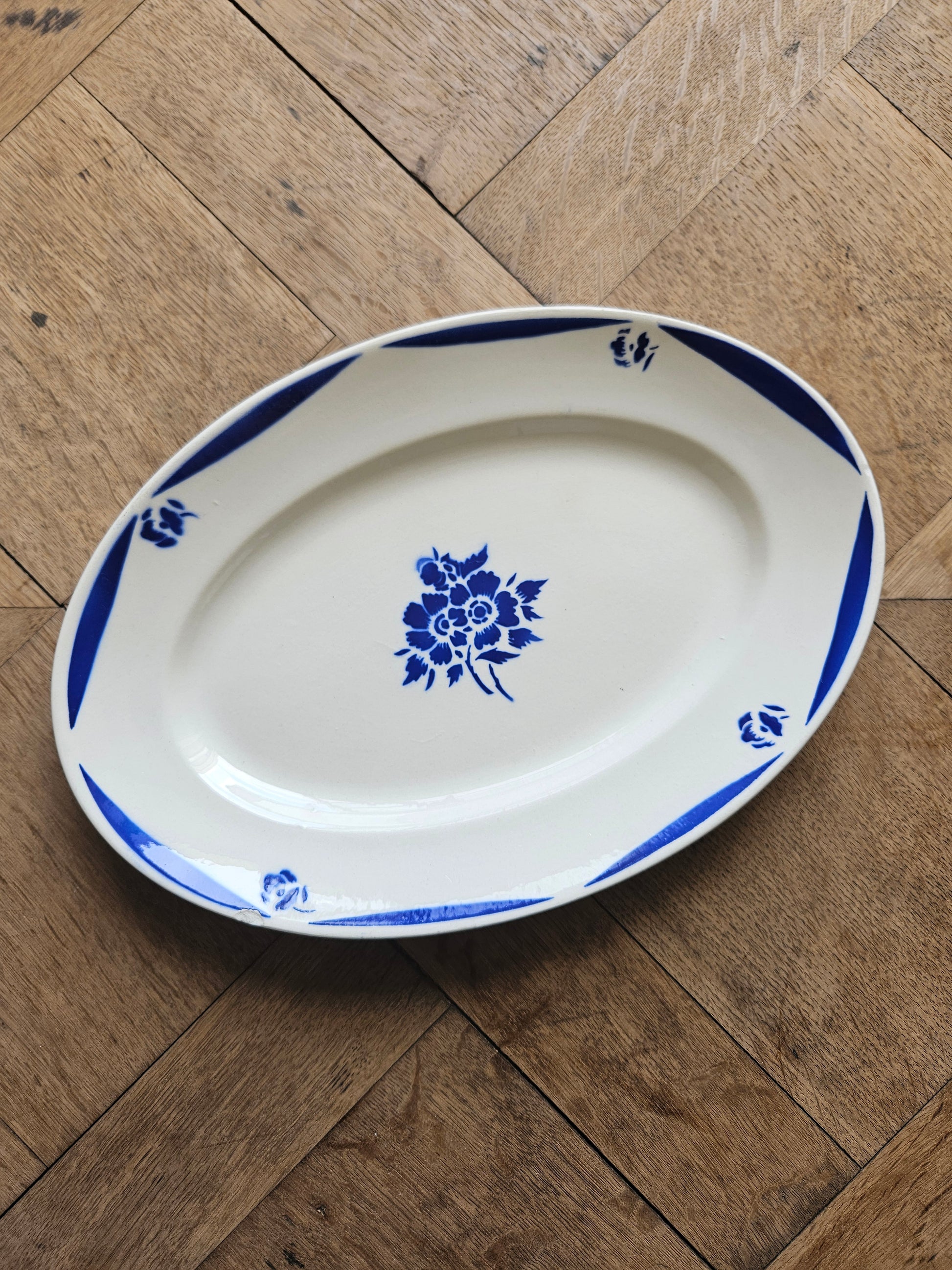 Plat ovale Badonviller bleu