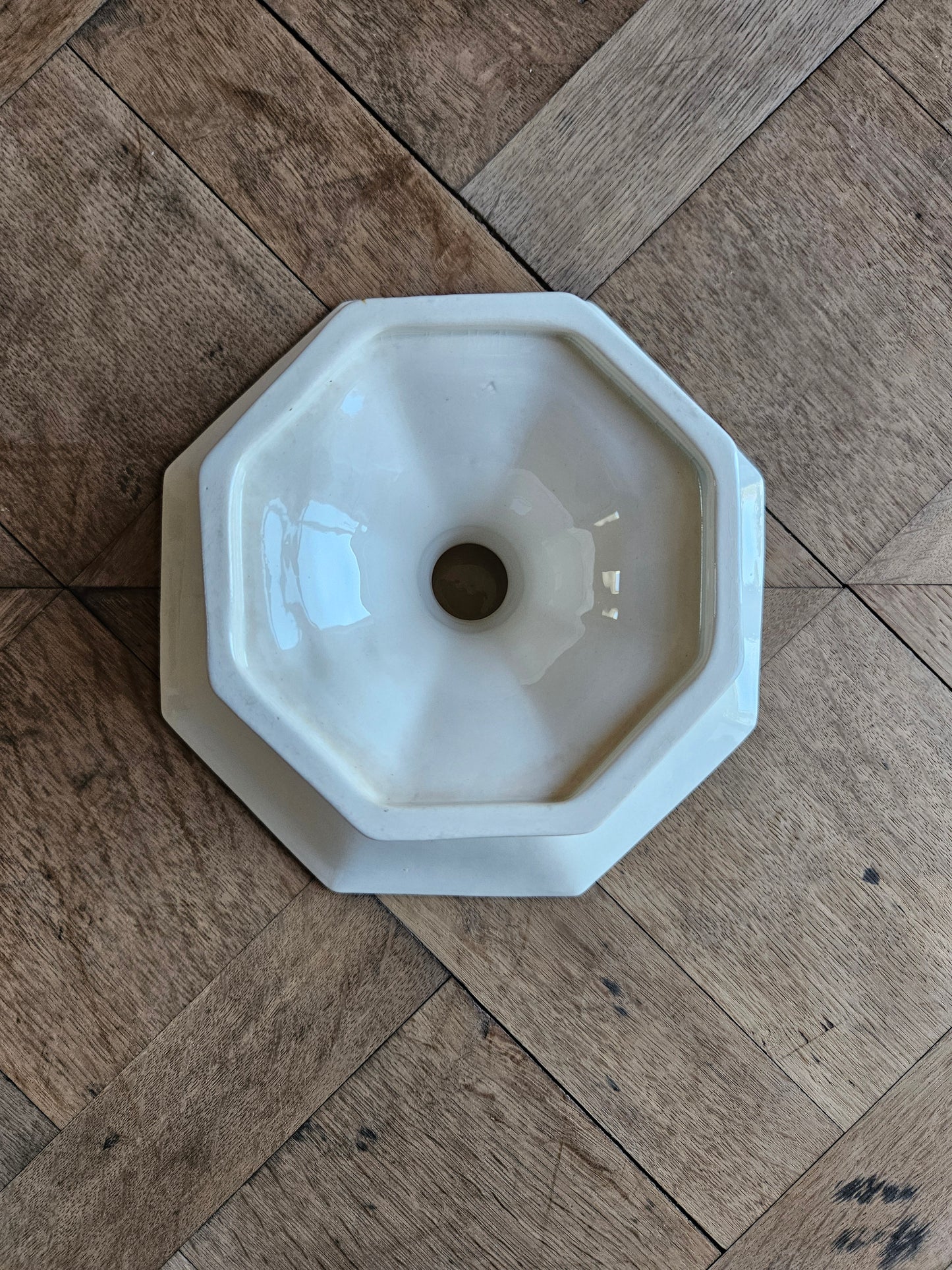 Grand compotier octogonal perlé Sarreguemines