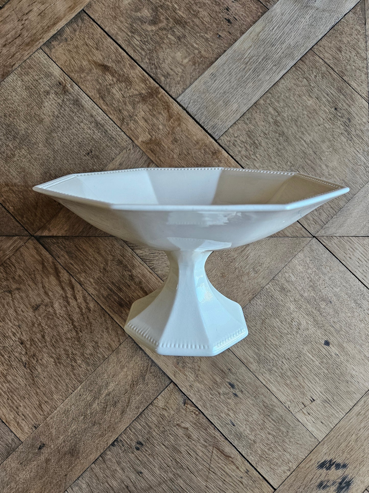 Petit compotier octogonal perlé Sarreguemines