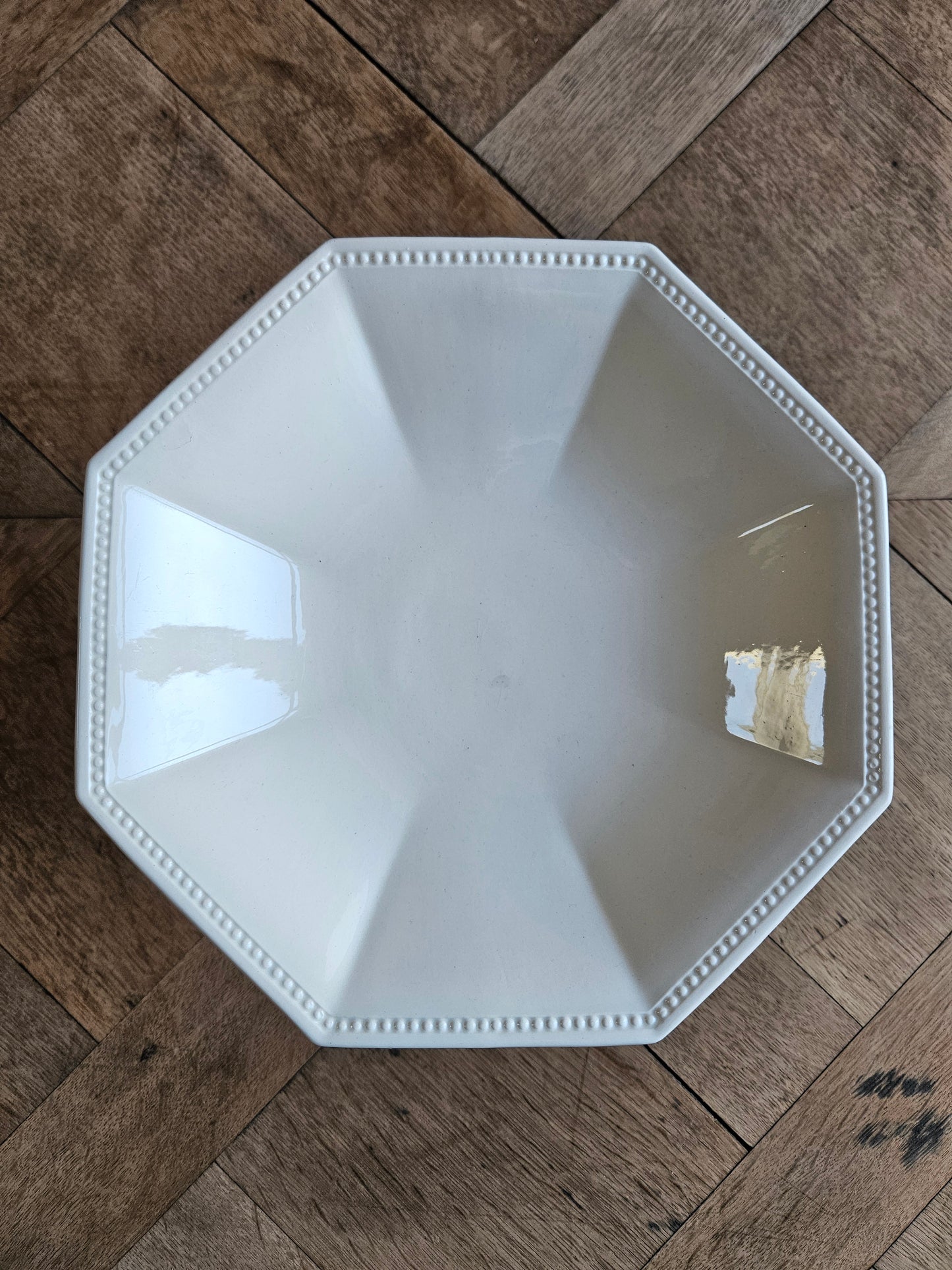 Petit compotier octogonal perlé Sarreguemines