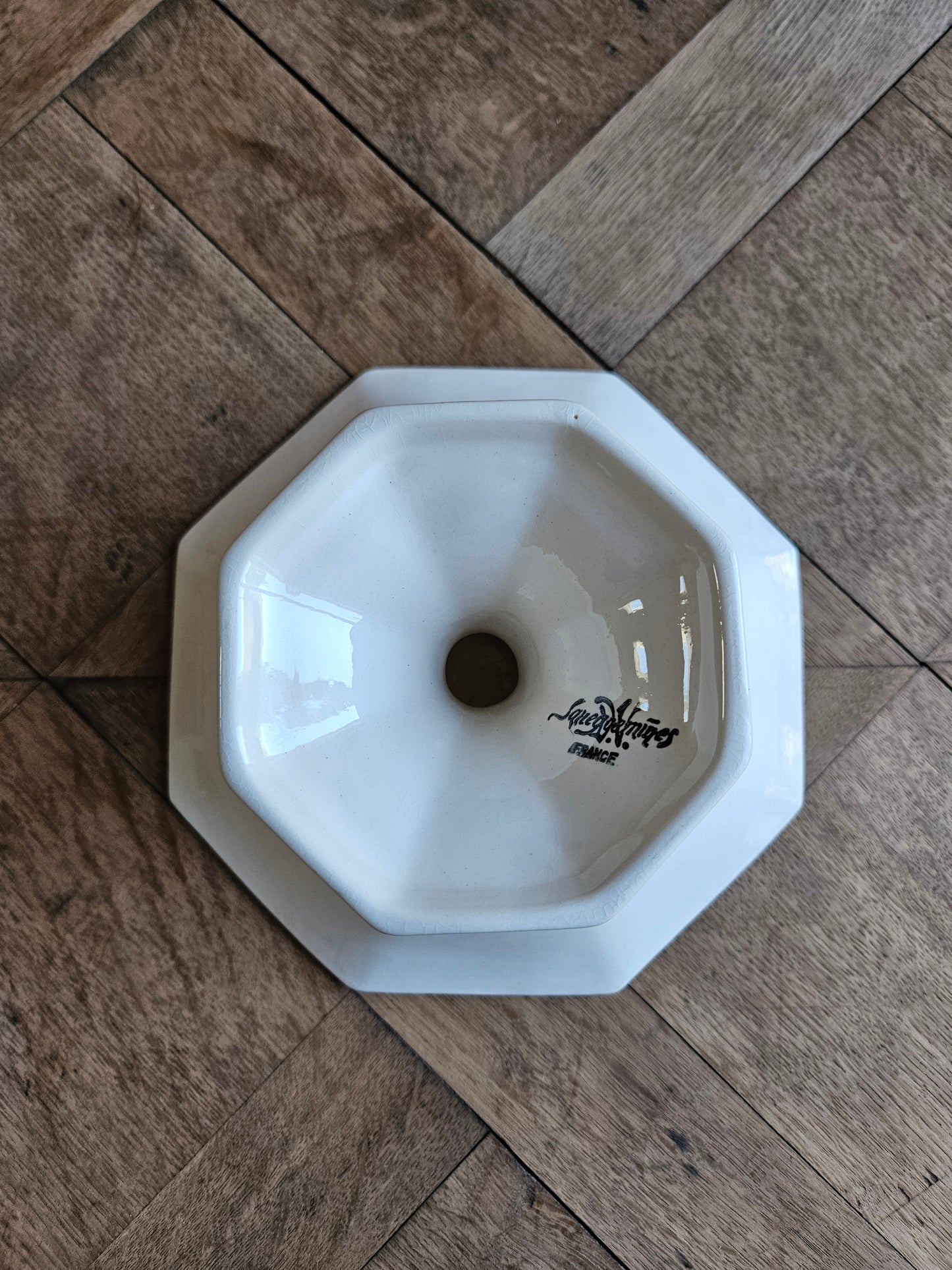 Petit compotier octogonal perlé Sarreguemines