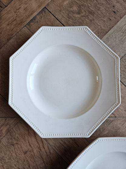 Assiette creuse octogonale perlée Sarreguemines