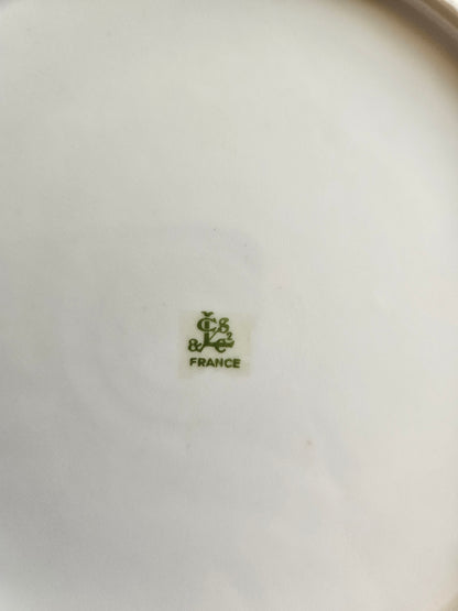 Assiettes plates vintage en porcelaine, petites fleurs