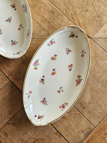 Ravier vintage en porcelaine, petites fleurs
