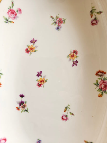Ravier vintage en porcelaine, petites fleurs