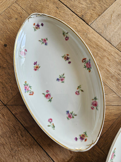 Ravier vintage en porcelaine, petites fleurs