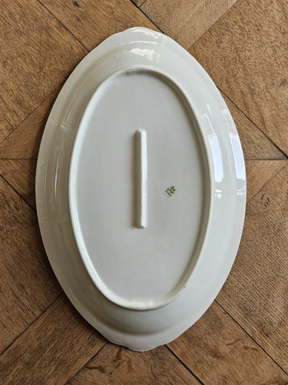 Plat ovale vintage en porcelaine, petites fleurs