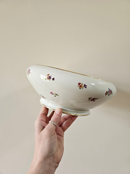 Saladier vintage en porcelaine, petites fleurs