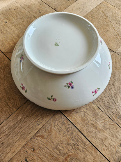 Saladier vintage en porcelaine, petites fleurs