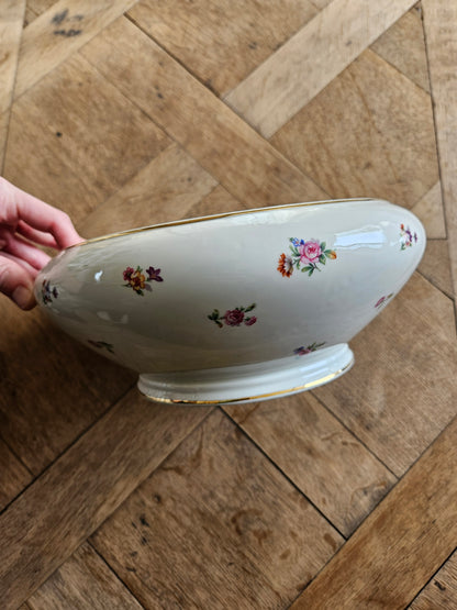 Saladier vintage en porcelaine, petites fleurs