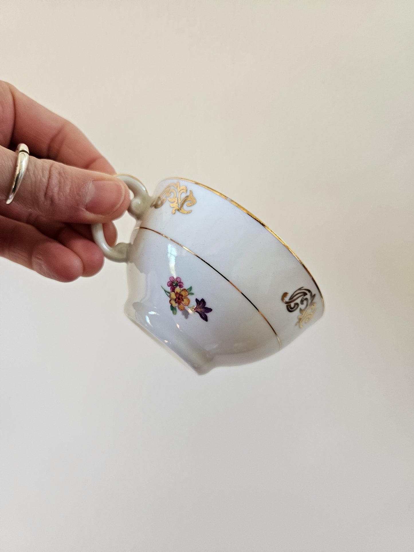 Service à café en porcelaine SFP, petites fleurs