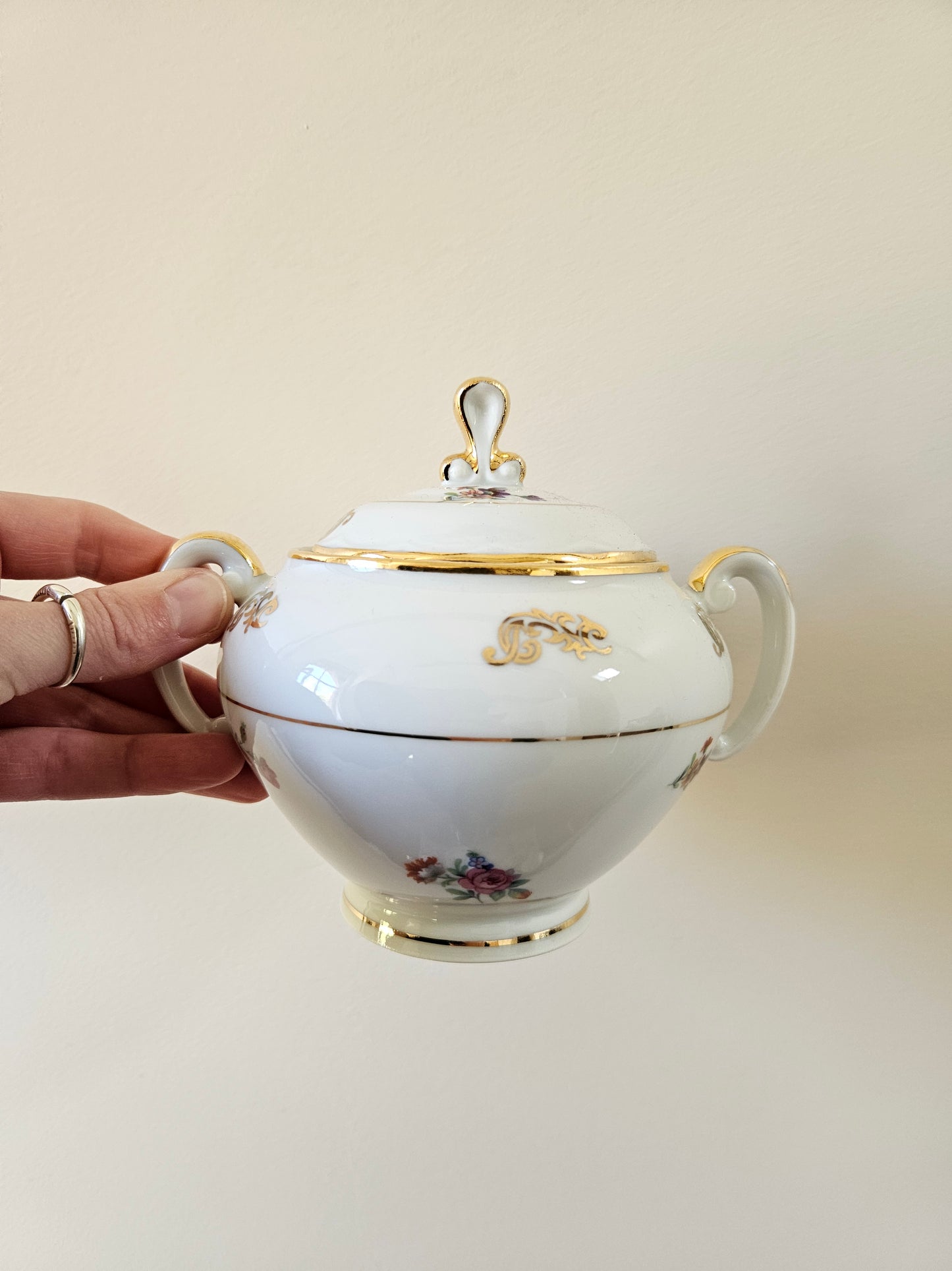 Service à café en porcelaine SFP, petites fleurs