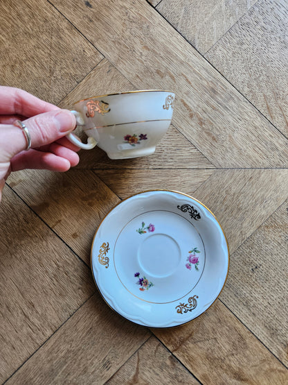 Service à café en porcelaine SFP, petites fleurs