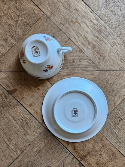 Service à café en porcelaine SFP, petites fleurs