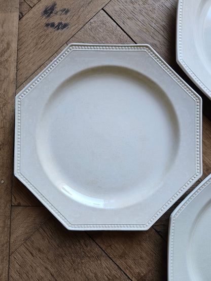 Assiettes plates octogonales perlées Montereau