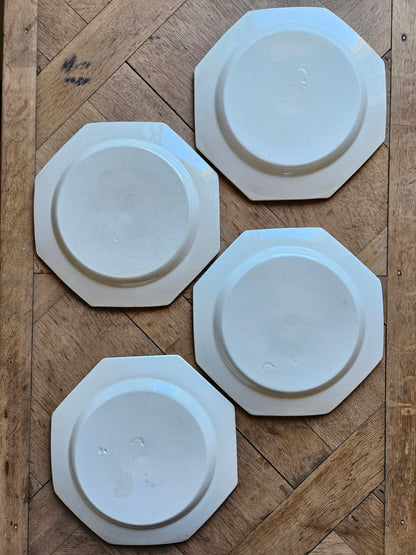 Assiettes plates octogonales perlées Montereau