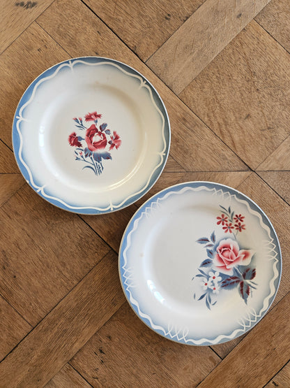 Assiettes plates rétro dépareillées, Digoin & Gien