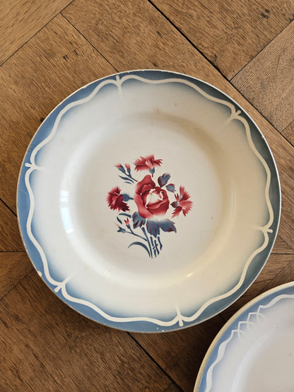 Assiettes plates rétro dépareillées, Digoin & Gien