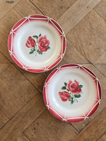 Assiettes plates rétro dépareillées, Digoin & Gien