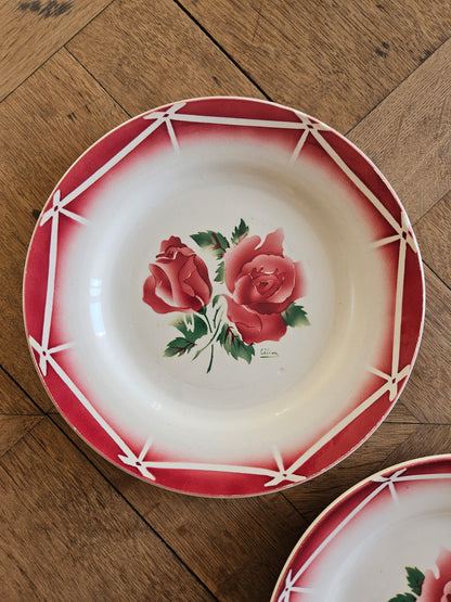 Assiettes plates rétro dépareillées, Digoin & Gien