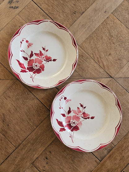 Assiettes plates rétro dépareillées, Digoin & Gien