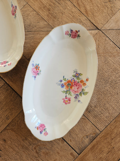 Ravier vintage en porcelaine, bouquets de fleurs