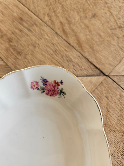 Ravier vintage en porcelaine, bouquets de fleurs